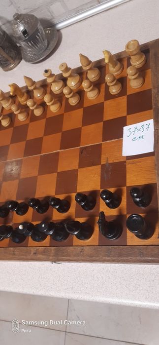 шахматы ссср 40×40см шпон Львов полный комплект пешка 5см тура 6см