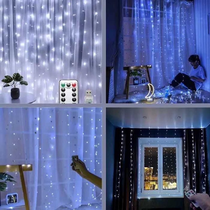 Світлодіодна Водонепроникна Гірлянда-штора 3*2м USB 200 LED Пульт ДК