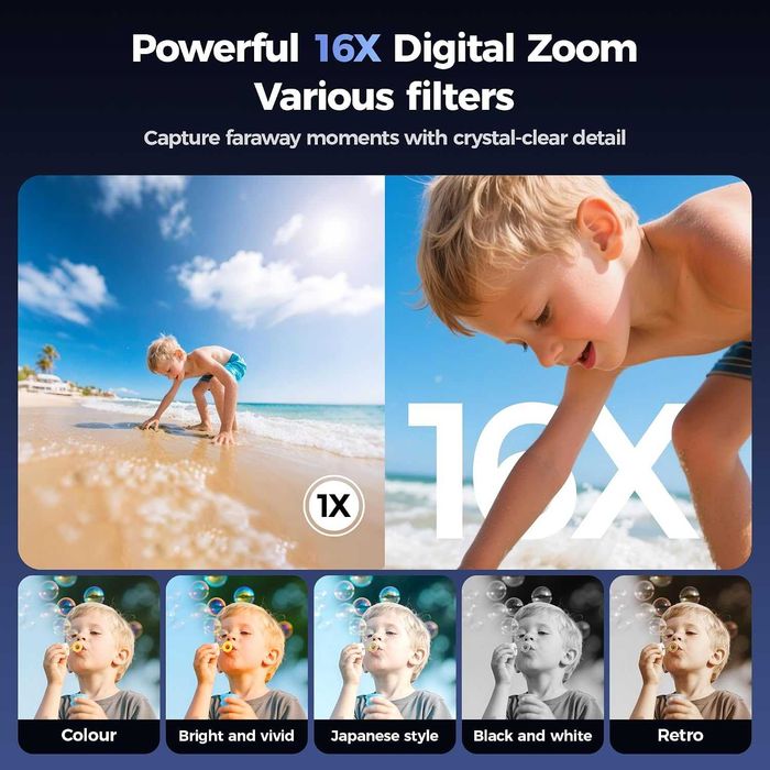 Aparat cyfrowy 4K vlogowania streeming 64MP 16x zoom ekran 180° + 32GB SD