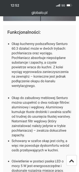 Okap kuchenny do zabudowy