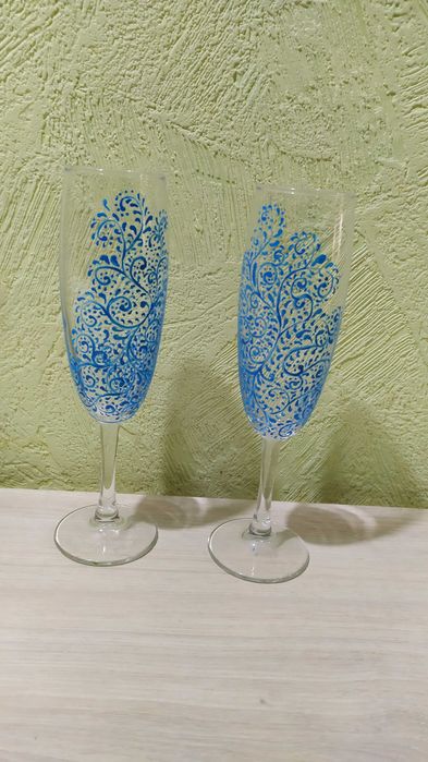 Бокалы стекло- свадебные и прочее