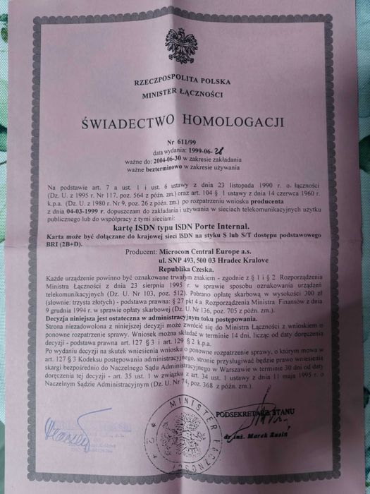 Karta wewnętrzna ISDN 128kbps