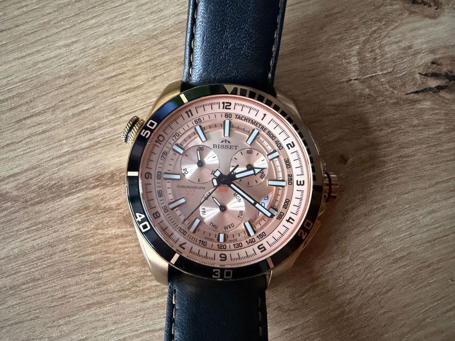 Zegarek Bisset Aias Chronograph Różowe Złoto Obrotowa tarcza