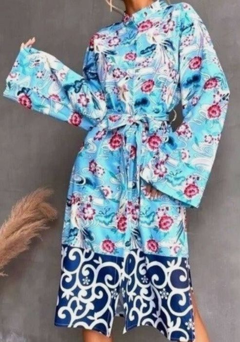 Zara sukienka w kwiaty, koszulowa, kwiatowy print L, XL