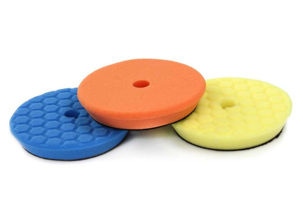 ZESTAW GĄBEK PADÓW Polerskich  Na Rzep 150mm HEXAGON 3szt do polerki