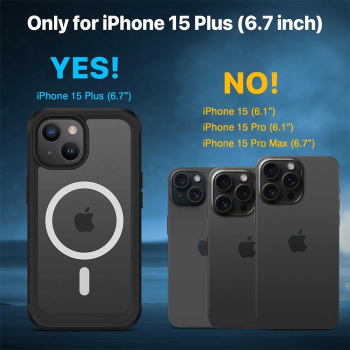 CENHUFO iPhone 15 PLUS pancerne etui magsafe 360 + 2X szkło na aparat