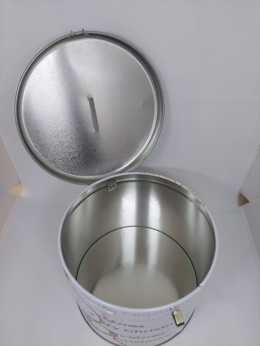 Skarbonka świąteczna bałwanek, metalowa, otwierana na kluczyk