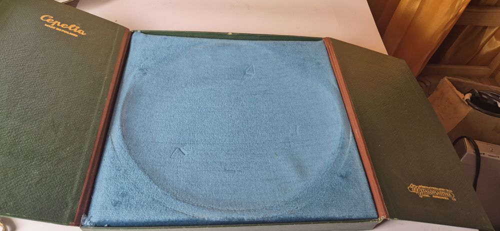 Cepelia PRL mosiężny talerz okazjonalny Warszawa w oryginalnym etui