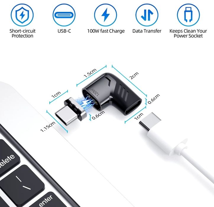 Магнитный адаптер type c 120w.