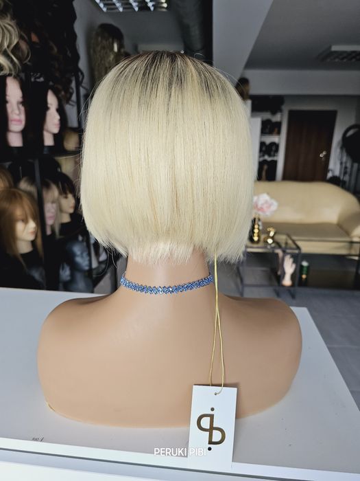 Peruka z włosów naturalnych w 100% blond odrost Ala lace front