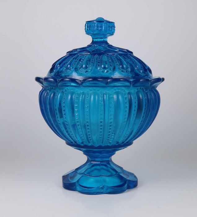 Compoteira em vidro azul Séc. XIX/XX