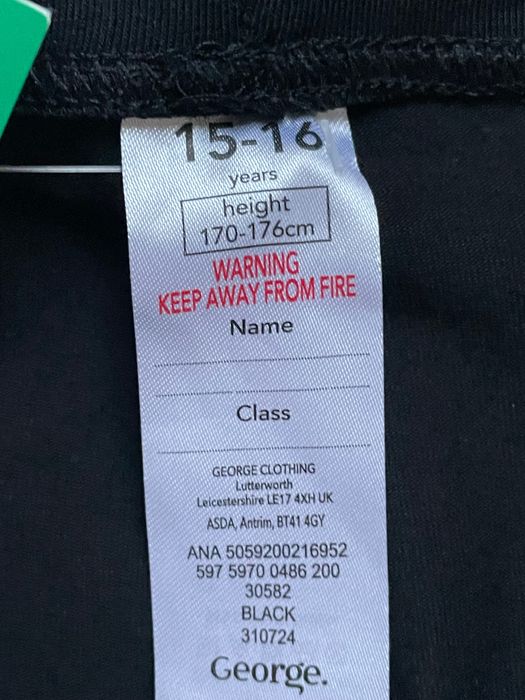 170 176 George 15-16 lat czarne długie legginsy gładkie getry bawełna