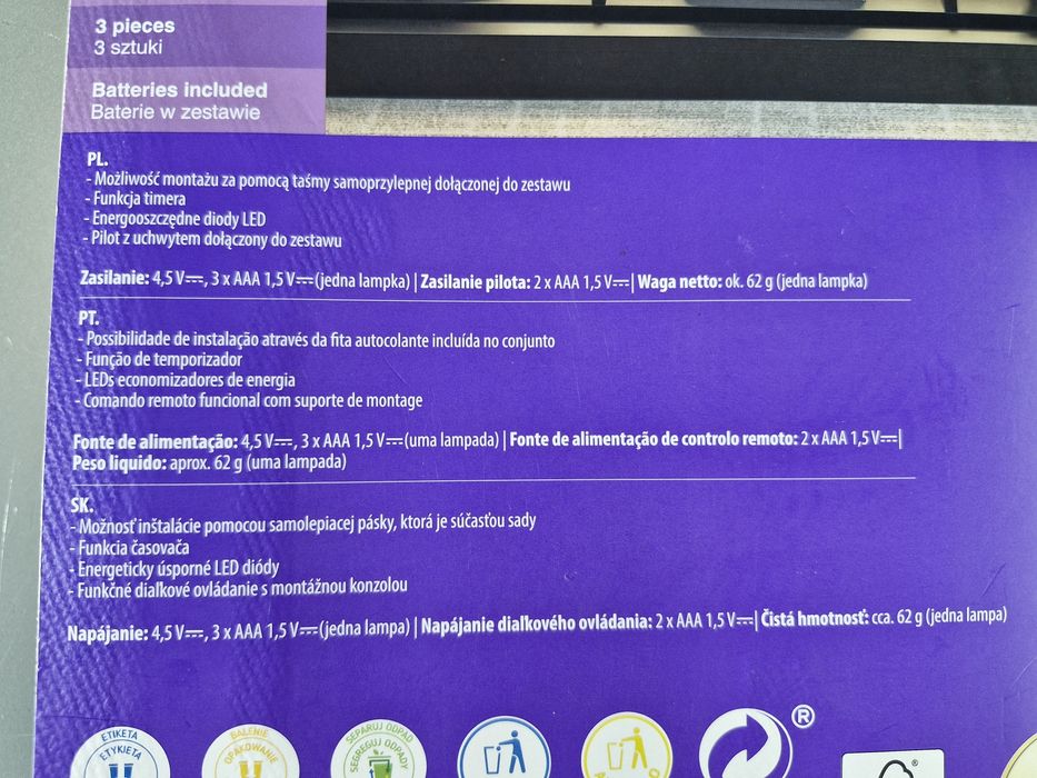 Lethe Lampki LED Podszafkowe na Baterie Samoprzyepne 3 szt. + Pilot