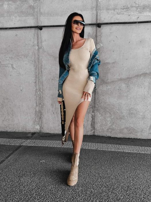 Sukienka Olavoga Percy XS S M L czarna szara beżowa brązowa premium