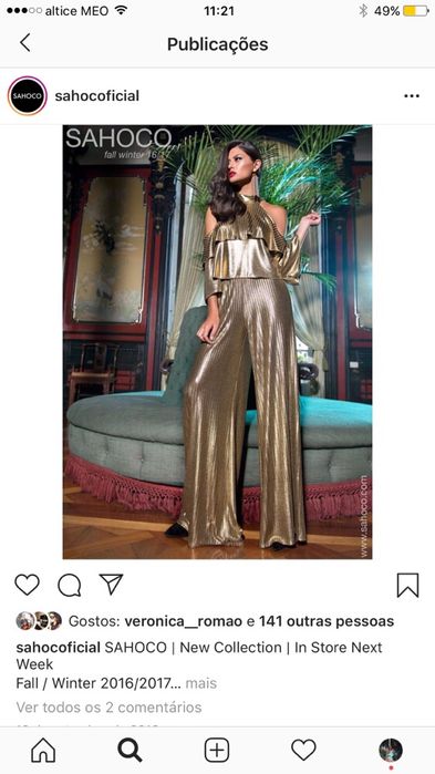 Fato sahoco top e pantalones tamanho s