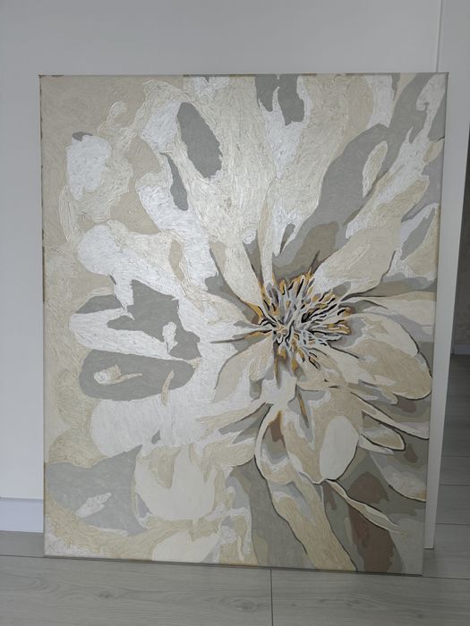 Картина квітка, акрил з фарбами металік золото, ручна робота