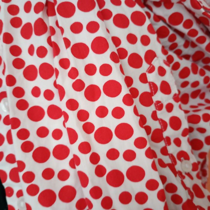 Koszula bawełniana Wólczanka w czerwone kropki z kokarda