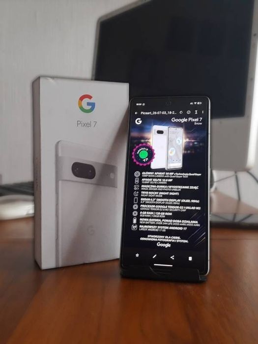 Google Pixel 7 Snow 8/128GB | Stan Idealny | Nowa Bateria | Android 17