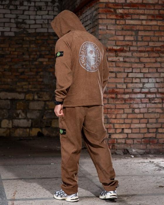 Костюм Спортивний Чоловічий КОЙОТ Вельветовий STONE ISLAND Franklin Black! Спортивный Костюм Мужской Койот Микровельвет! Размеры S-3XL!