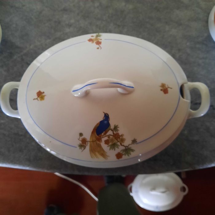 Conjunto louça antiga pavão "Cerâmica Electro V.N. Gaia"