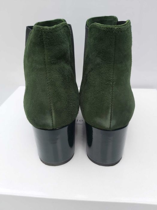 Zamszowe botki zielone SERGIO BARDI  skorzane sztyblety pólbuty 38