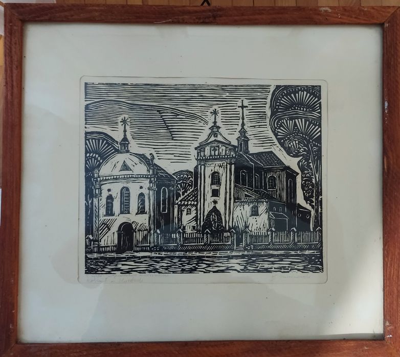 Kazimierz Szwainowski. Kościół w Mordach. Drzeworyt.