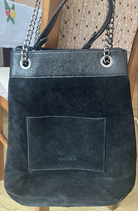 Torebka Wojas czarna skóra naturalna