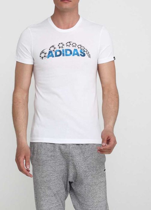 Біла спортивна футболка з написом тм adidas розмір XL