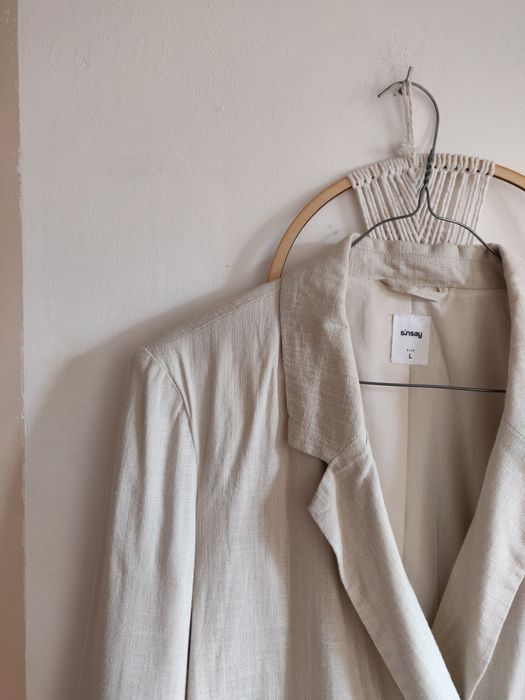 Lniana dwurzędowa marynarka oversize