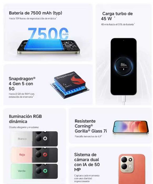 Xiaomi Redmi 17 5G, NFC, Snapdragon® 4 Gen 5, 6.9", 120 Hz, 50 MP Camera, 7500 mAh Battery, IP64
