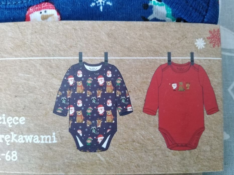 Body dziecięce z długimi rękawkami, 62-68cm, body świąteczne