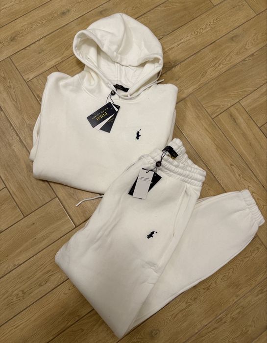 Komplet dresowy ecru ocieplany Ralph Lauren M damski bawelna