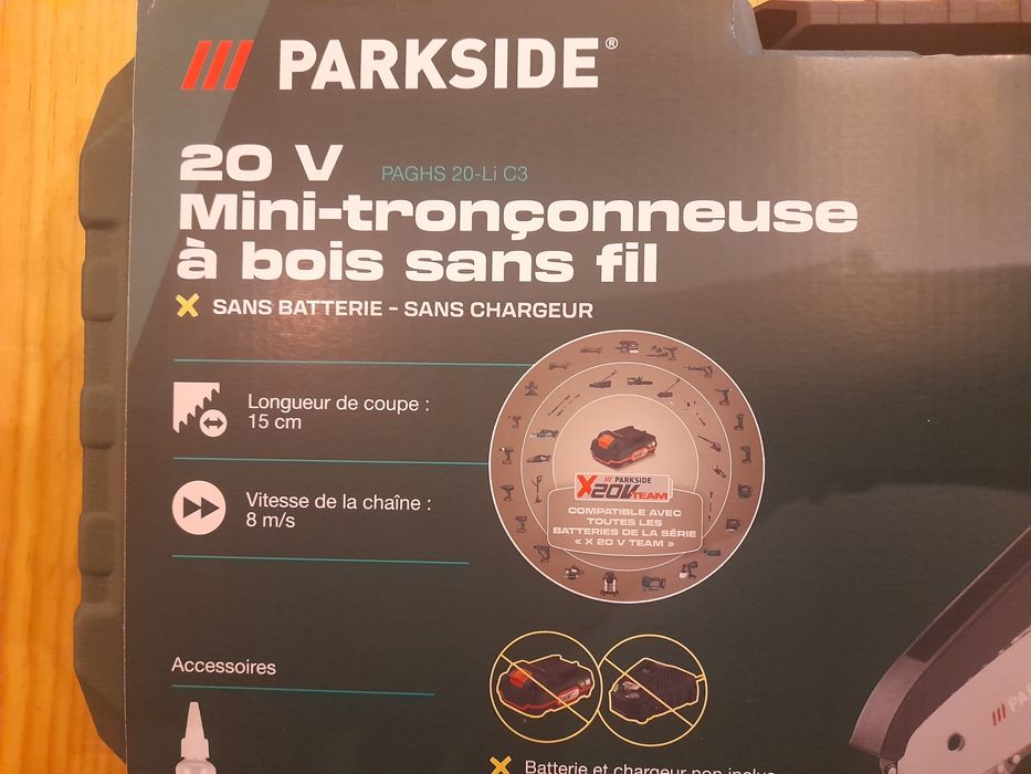 Mini  moto serra Parkside 20v
