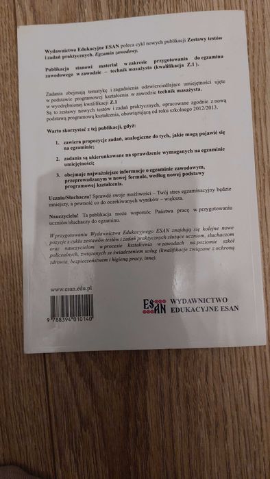 Egzamin zawodowy technik masażysta kwalifikacja Z.1 wyd. ESAN
