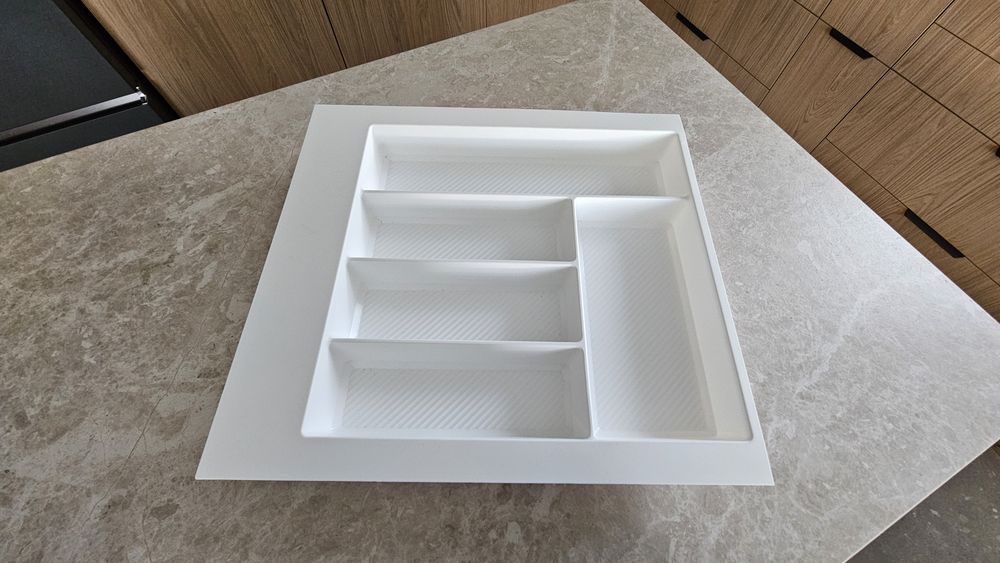 Wkład na sztućce do szuflady 60 cm organizer biały REJS MAX 550x490 mm