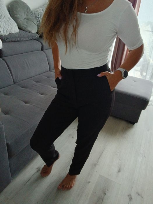 Eleganckie czarne spodnie w kant S
