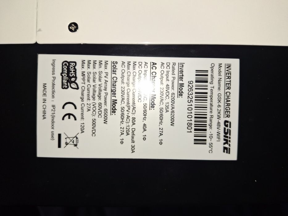 Inversor 6200W 48V Novo