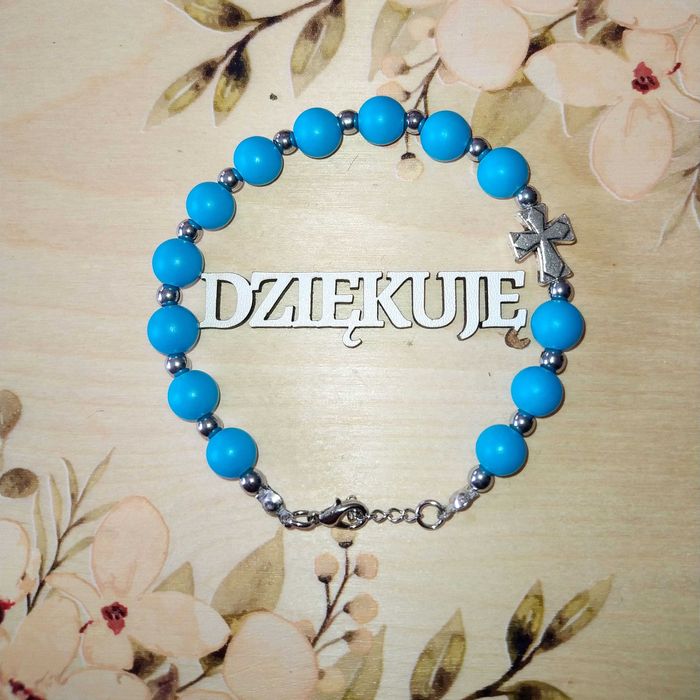 Różaniec na rękę z kamieni,bransoletka, prezent święta,komunia,dziesią