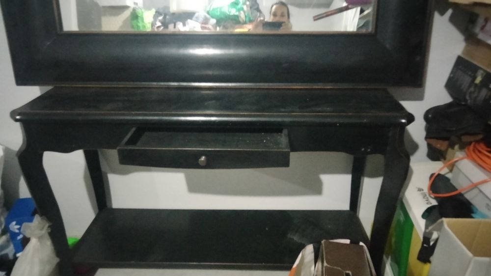 Consola 150 cm preta com espelho enorme