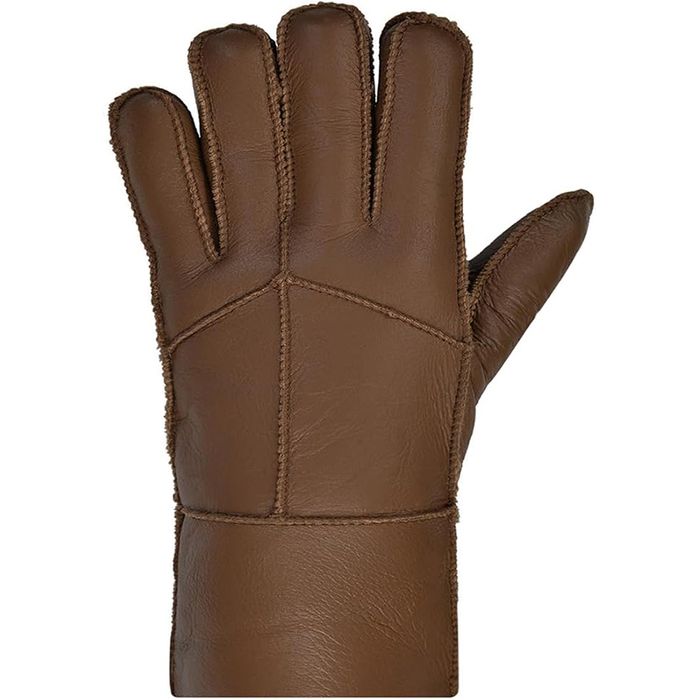 Rękawiczki Ocieplane męskie skórzane L brązowe