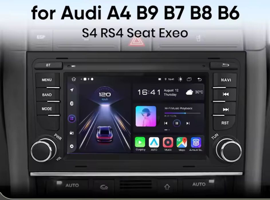 Rádio 2din Android Audi A4 B7 B8 B9 S4 Carplay GPS wifi BT Canbus