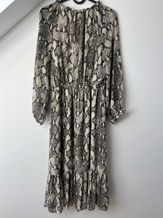 Sukienka midi ZARA print animal rozmiar XS oversize boho y2k jesień