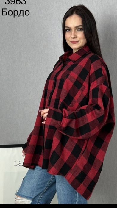 Рубашка жіноча в клітинку /Сорочка жіноча тканина фланель