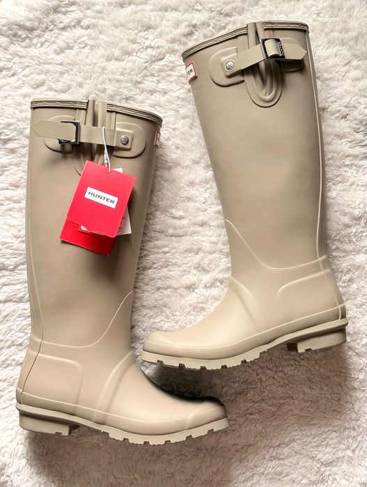 Nowe kalosze Hunter basic beżowe beż beige classic klasyczne długie Classic tall