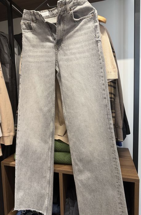 Жіночі сірі джинси wide leg висока посадка zara