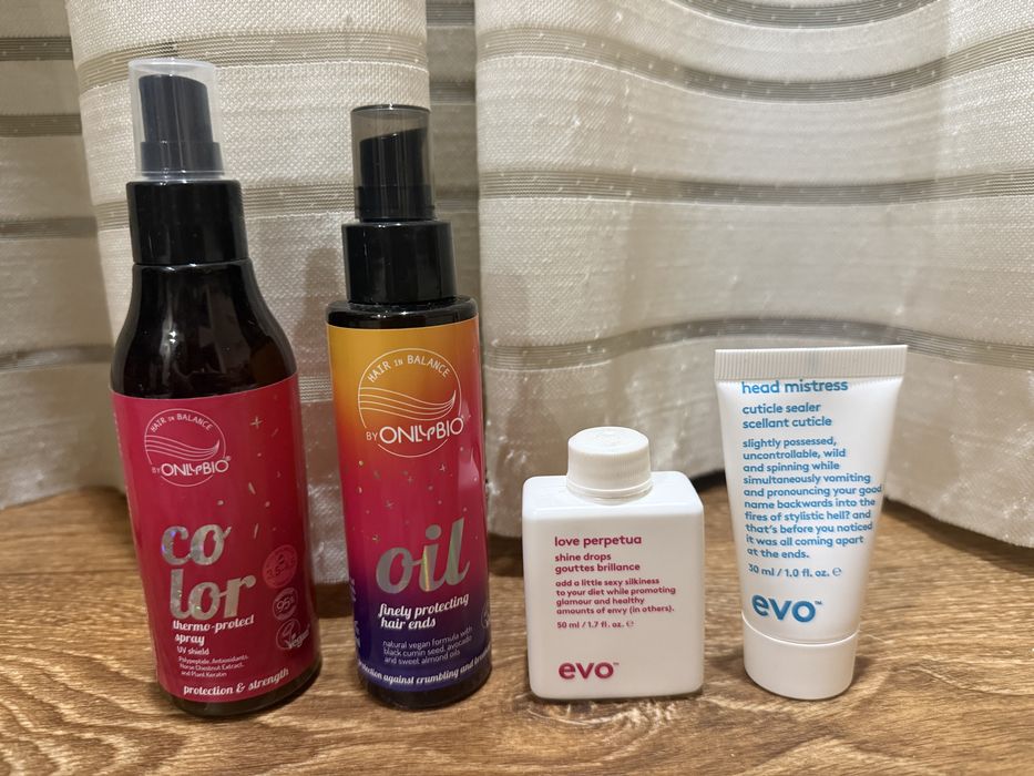 Термозахист, олія для волосся та незмивні засоби для волосся OnlyBio Hair in Balance, evo