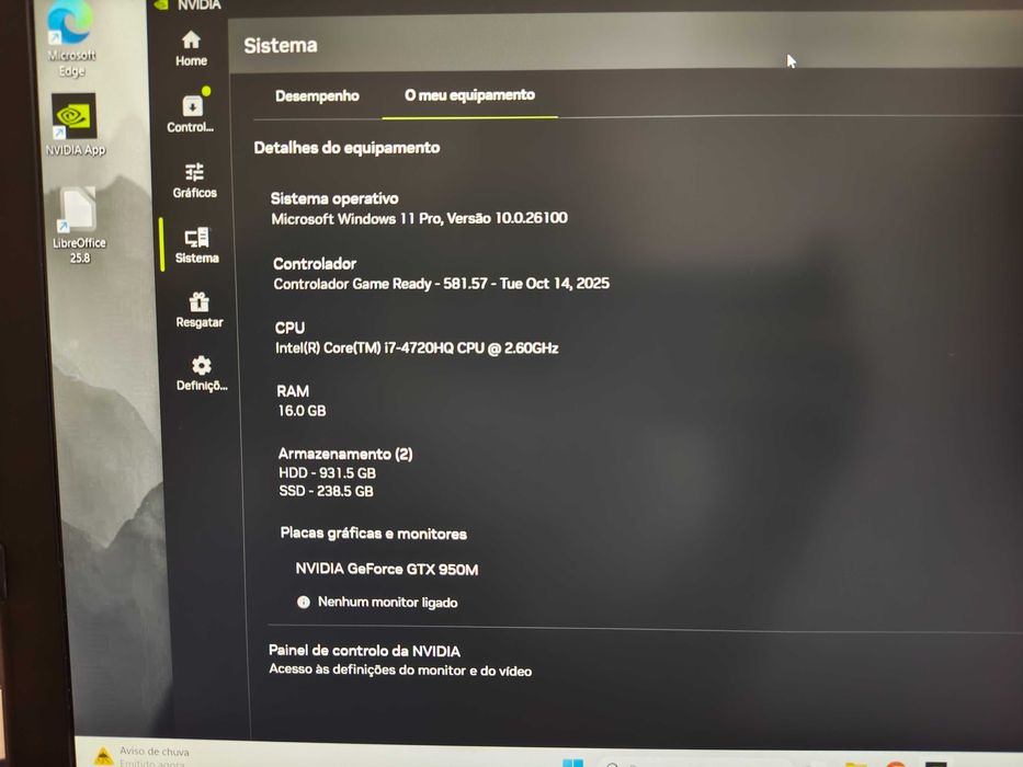 MSI Gaming i7 W11 GTX 950M  16GB RAM SSD 240GB  Bateria Nova