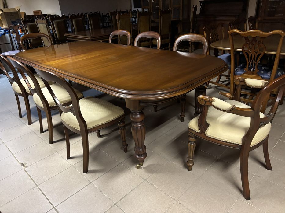 Angielski Zestaw Komplet Rozkładany Stół 8 Krzeseł 12 osób meble styl