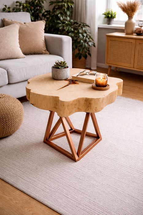 Stolik kawowy plaster drewna żywica