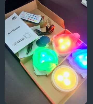 Luzes LED recarregáveis ​​com controle remoto, alimentadas p/bateria